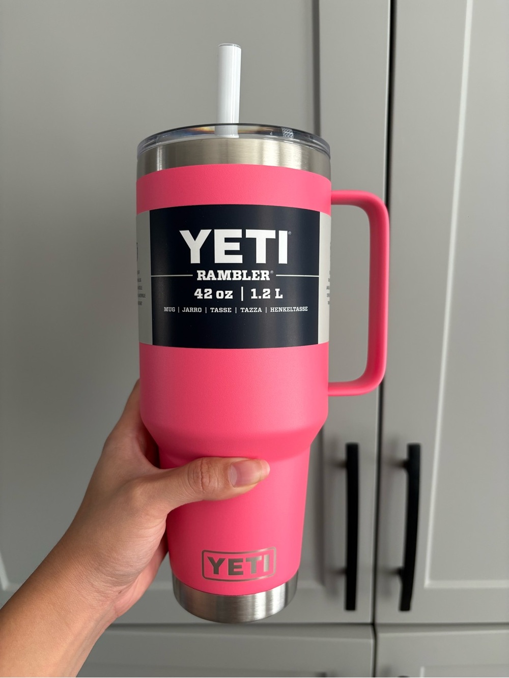 YETI Rambler 42 oz Travel Tumbler with Handle - Tropical Pink